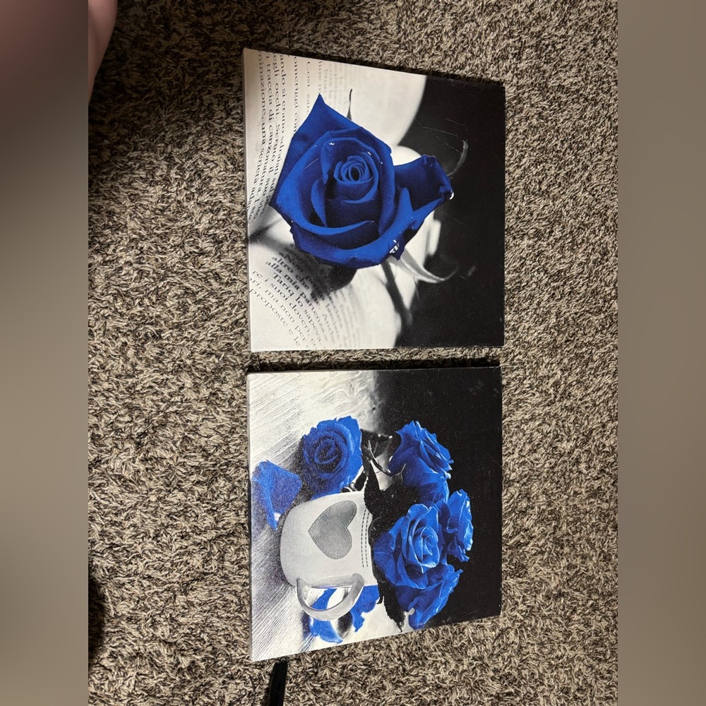 Blue Rose Canvas Art Set